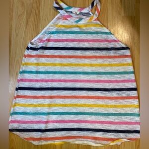 BiBi Striped Knit Top in White, Pink, Aqua & Navy